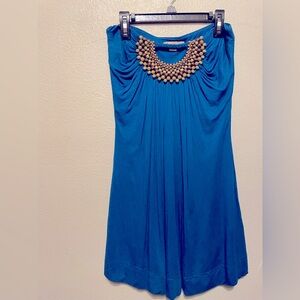 Turquoise tunic top or mini dress. Petite Small